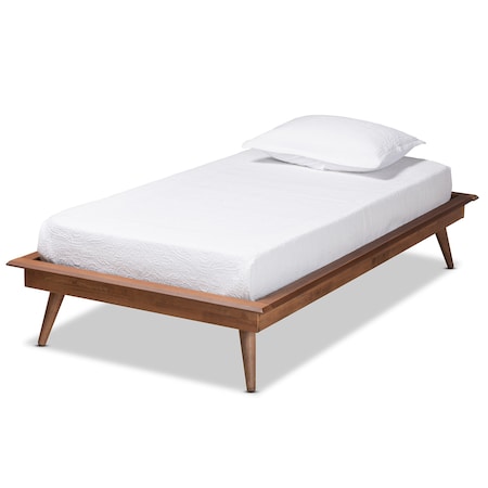 Baxton Studio Karine Mid-Century Modern Walnut Brown Finished Wood Twin Size Platform Bed Frame 183-11179-Zoro